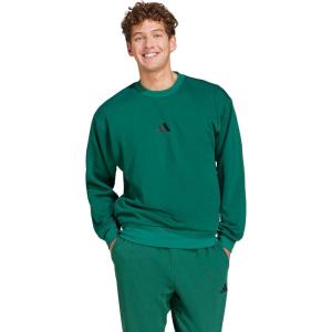imageadidas Mens Essentials Feel Cozy Fleece SweatshirtCollegiate GreenBlack