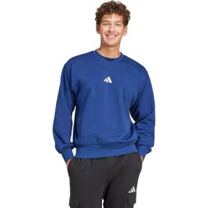imageadidas Mens Essentials Feel Cozy Fleece SweatshirtDark BlueWhite