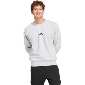 imageadidas Mens Essentials Feel Cozy Fleece SweatshirtLight Grey HeatherBlack