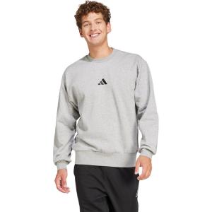 imageadidas Mens Essentials Feel Cozy Fleece SweatshirtMedium Grey HeatherBlack