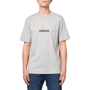 imageadidas Mens Essentials Linear Single Jersey TShirtGrey HeatherBlack