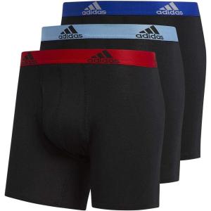imageadidas Mens Performance Stretch Cotton Boxer Briefs 3Pack Soft Underwear Superior ComfortBlackScarlet BlackCollegiate Light Blue BlackBold Blue
