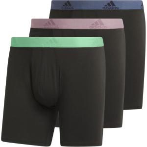 imageadidas Mens Performance Stretch Cotton Boxer Briefs 3Pack Soft Underwear Superior ComfortBlackSemi Green SparkPreloved Fig Purple