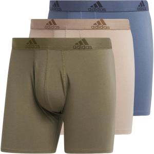 imageadidas Mens Performance Stretch Cotton Boxer Briefs 3Pack Soft Underwear Superior ComfortOlive Strata GreenChalky BrownPreloved Ink Blue