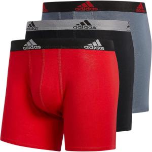 imageadidas Mens Performance Stretch Cotton Boxer Briefs 3Pack Soft Underwear Superior ComfortScarlet RedBlackOnix Grey