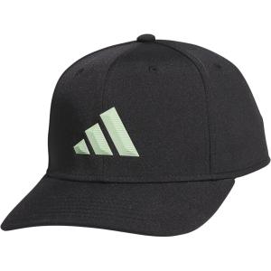 imageadidas Mens Three Bar Structured Snapback Adjustable Fit Hat 20BlackSemi Green Spark