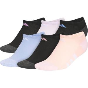 imageadidas Show Socks for Boys and Girls 6Pack Athletic Cushioned Low Profile Below AnkleBlackPreloved PurpleIce LavenderGirls