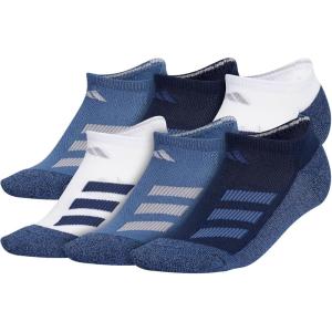 imageadidas Show Socks for Boys and Girls 6Pack Athletic Cushioned Low Profile Below AnkleWhiteCollegiate NavyWonder Steel BlueStripe