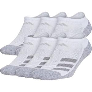 imageadidas Show Socks for Boys and Girls 6Pack Athletic Cushioned Low Profile Below AnkleWhiteGreyLight Onix GreyStripe