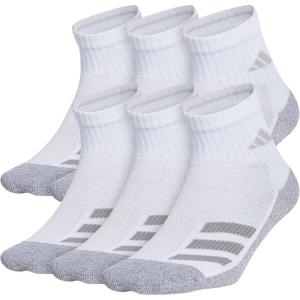 imageadidas Unisex Kids Quarter Ankle Socks for Boys and Girls Youth 6Pack Athletic Cushioned and ComfortableWhiteGreyLight Onix GreyStripe