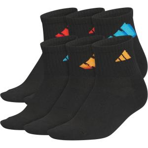 imageadidas Unisex Kids Quarter Ankle Socks for Boys and Girls Youth 6Pack Superlite Breathable and LightweightBlackPure Ruby RedLucid AquamarineClassic20