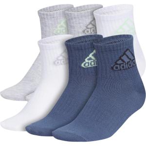 imageadidas Unisex Kids Quarter Ankle Socks for Boys and Girls Youth 6Pack Superlite Breathable and LightweightCool Light HeatherSemi Green SparkPreloved Ink BlueClassic