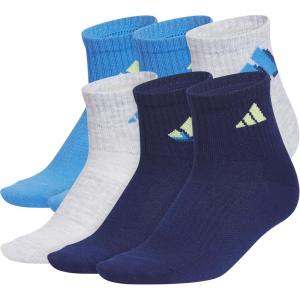 imageadidas Unisex Kids Quarter Ankle Socks for Boys and Girls Youth 6Pack Superlite Breathable and LightweightRay BluePulse Lime GreenDark BlueClassic20