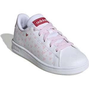 imageadidas UnisexChild Advantage Tennis ShoeWhiteClear PinkBetter Scarlet