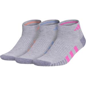 imageadidas Womens Cushioned Low Cut Socks with Arch Compression 3 PairsCool Light HeatherLucid Fuchsia PinkBlue Fusion