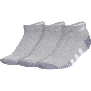 imageadidas Womens Cushioned Low Cut Socks with Arch Compression 3 PairsCool Light HeatherPowder YellowViolet Tone Purple