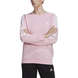 imageadidas Womens Essentials 3Stripes Fleece SweatshirtTrue Pinkwhite