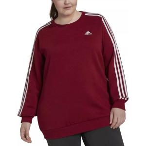 imageadidas Womens Essentials 3Stripes Fleece SweatshirtVictory CrimsonWhite