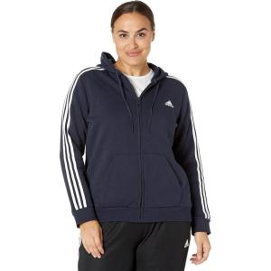 imageadidas Womens Essentials Fleece 3Stripes FullZip HoodieLegend InkWhite