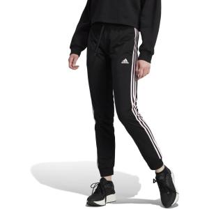imageadidas Womens Essentials Warmup Slim Tapered 3Stripes Track PantsBlackClear Pink