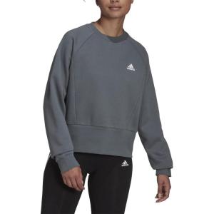 imageadidas Womens Studio Fleece SweatshirtBlue OxideWhite