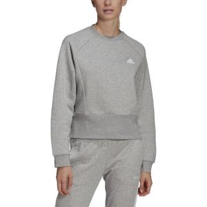 imageadidas Womens Studio Fleece SweatshirtMedium Grey HeatherWhite