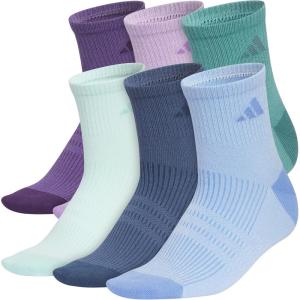 imageadidas Womens Superlite Quarter Socks 6Pack Durable Lightweight Athletic Breathable with Compression Arch SupportAurora Plum PurplePowder Plum PurplePowder Teal Green