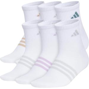 imageadidas Womens Superlite Quarter Socks 6Pack Durable Lightweight Athletic Breathable with Compression Arch SupportWhiteWarm Sandstone BeigePreloved Teal Green