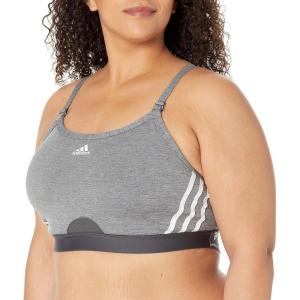 imageadidas Womens Training Light Support 3 Stripe BraDark Grey Heather