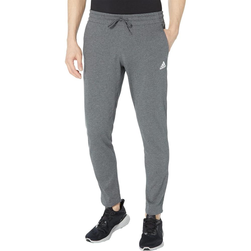 imageadidas Mens Essentials Single Jersey Tapered Open Hem PantsDark Grey Heather