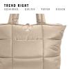 imageadidas Quilted All Me Puffer Tote Bag for Women Large Crossbody with Shoulder Strap Chalky Brown One SizeCrystal Linen Beige