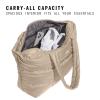 imageadidas Quilted All Me Puffer Tote Bag for Women Large Crossbody with Shoulder Strap Chalky Brown One SizeCrystal Linen Beige