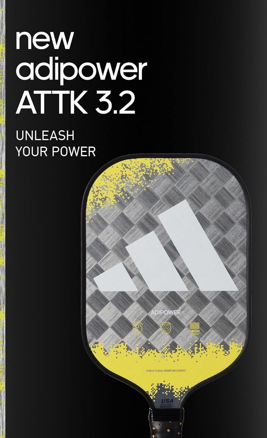 imageAdidas Adipower Pickleball Paddle 24k Aluminized Carbon3k Carbon SurfaceClassic Multilayer ConstructionHD Polypropylene Honeycomb CoreFeaturing SpinbladeUSAPA Approved2023 Adipower ATTK Lime