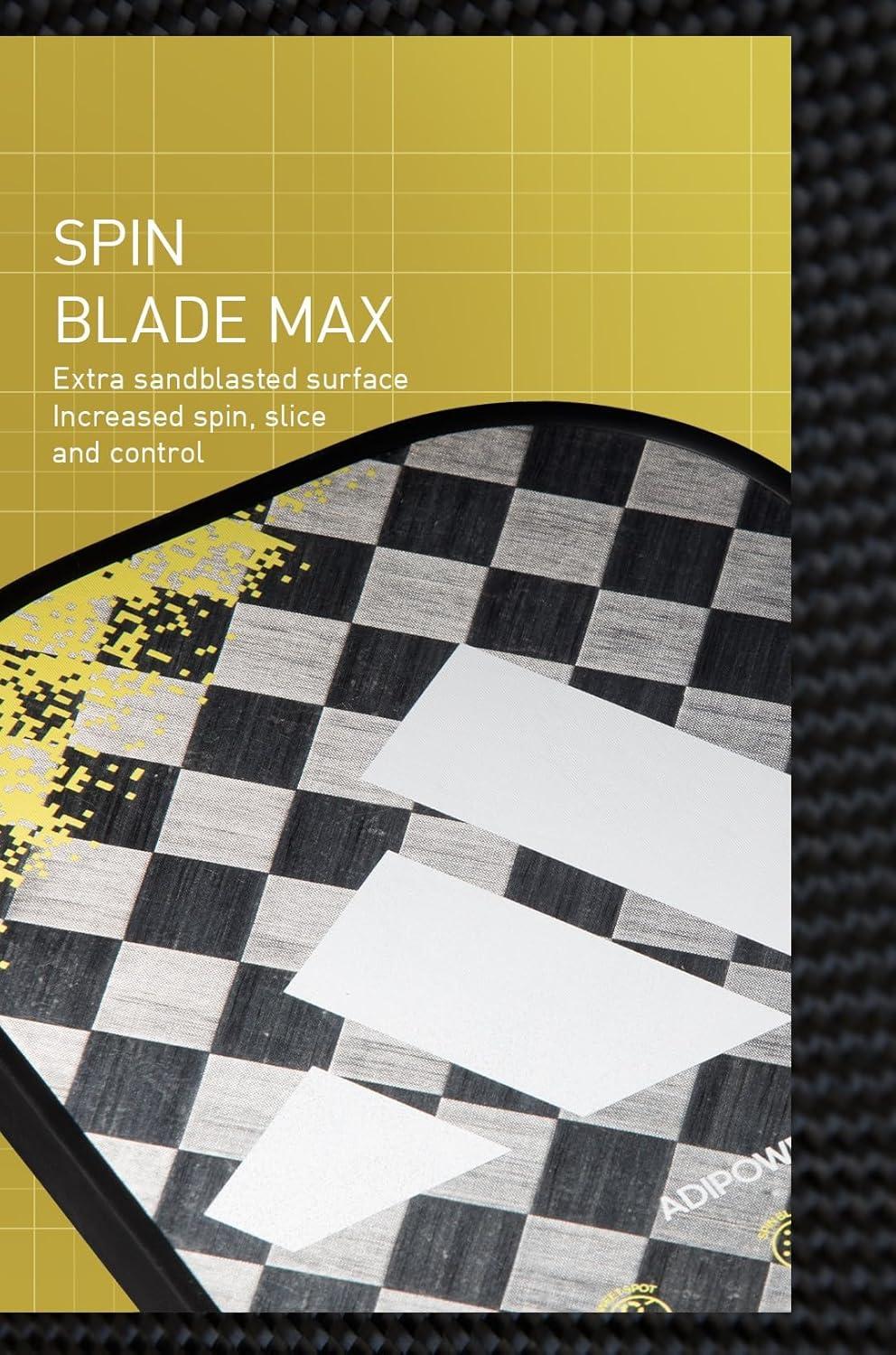 imageAdidas Adipower Pickleball Paddle 24k Aluminized Carbon3k Carbon SurfaceClassic Multilayer ConstructionHD Polypropylene Honeycomb CoreFeaturing SpinbladeUSAPA Approved2023 Adipower ATTK Lime