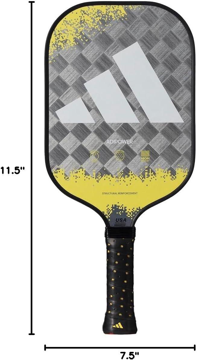 imageAdidas Adipower Pickleball Paddle 24k Aluminized Carbon3k Carbon SurfaceClassic Multilayer ConstructionHD Polypropylene Honeycomb CoreFeaturing SpinbladeUSAPA Approved2023 Adipower ATTK Lime