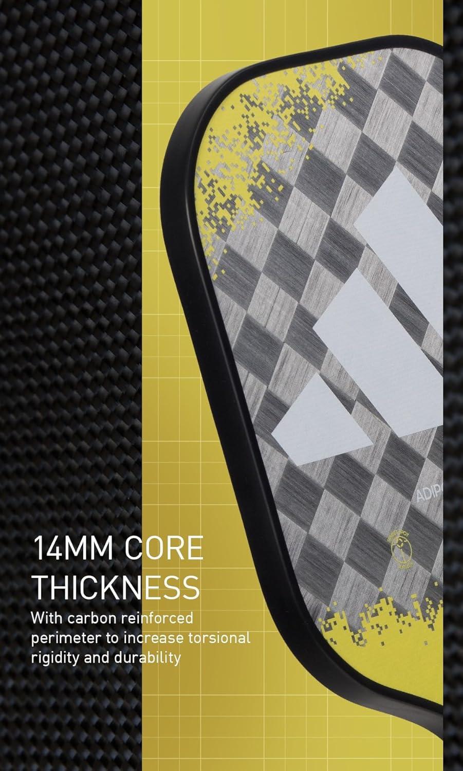 imageAdidas Adipower Pickleball Paddle 24k Aluminized Carbon3k Carbon SurfaceClassic Multilayer ConstructionHD Polypropylene Honeycomb CoreFeaturing SpinbladeUSAPA Approved2023 Adipower ATTK Lime