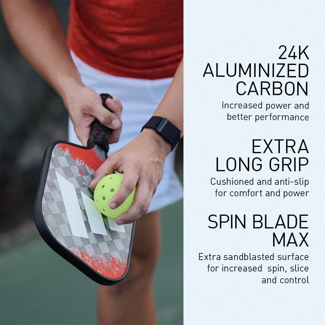 imageAdidas Adipower Pickleball Paddle 24k Aluminized Carbon3k Carbon SurfaceClassic Multilayer ConstructionHD Polypropylene Honeycomb CoreFeaturing SpinbladeUSAPA Approved2023 Adipower CTRL Orange