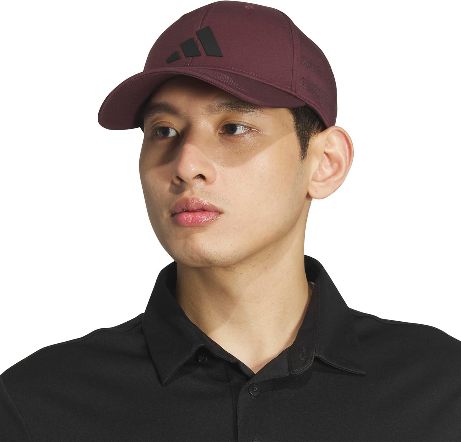 imageadidas Mens Gameday Stretch Fit Baseball CapAurora Ruby RedBlack