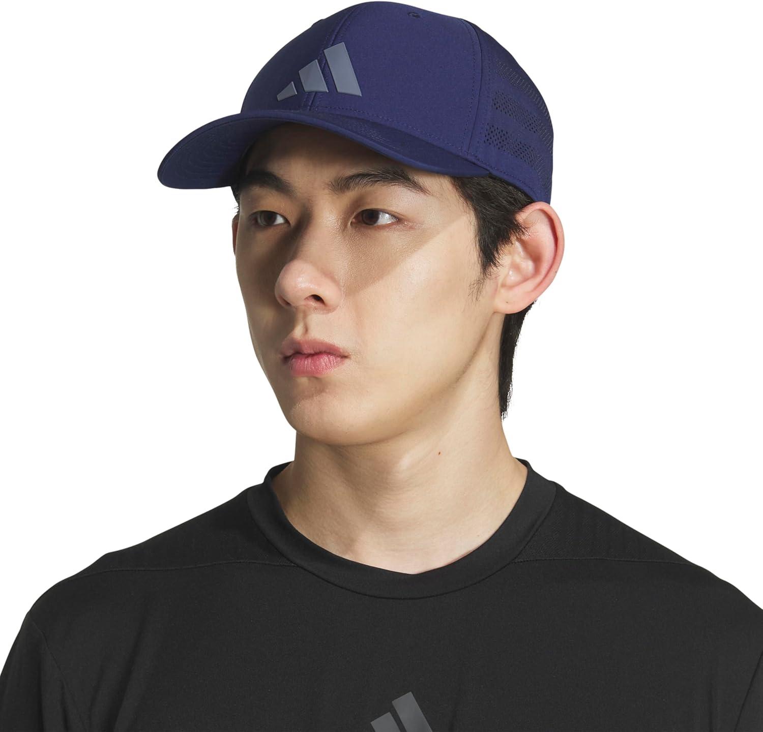 imageadidas Mens Gameday Stretch Fit Baseball CapDark BlueOnix Grey