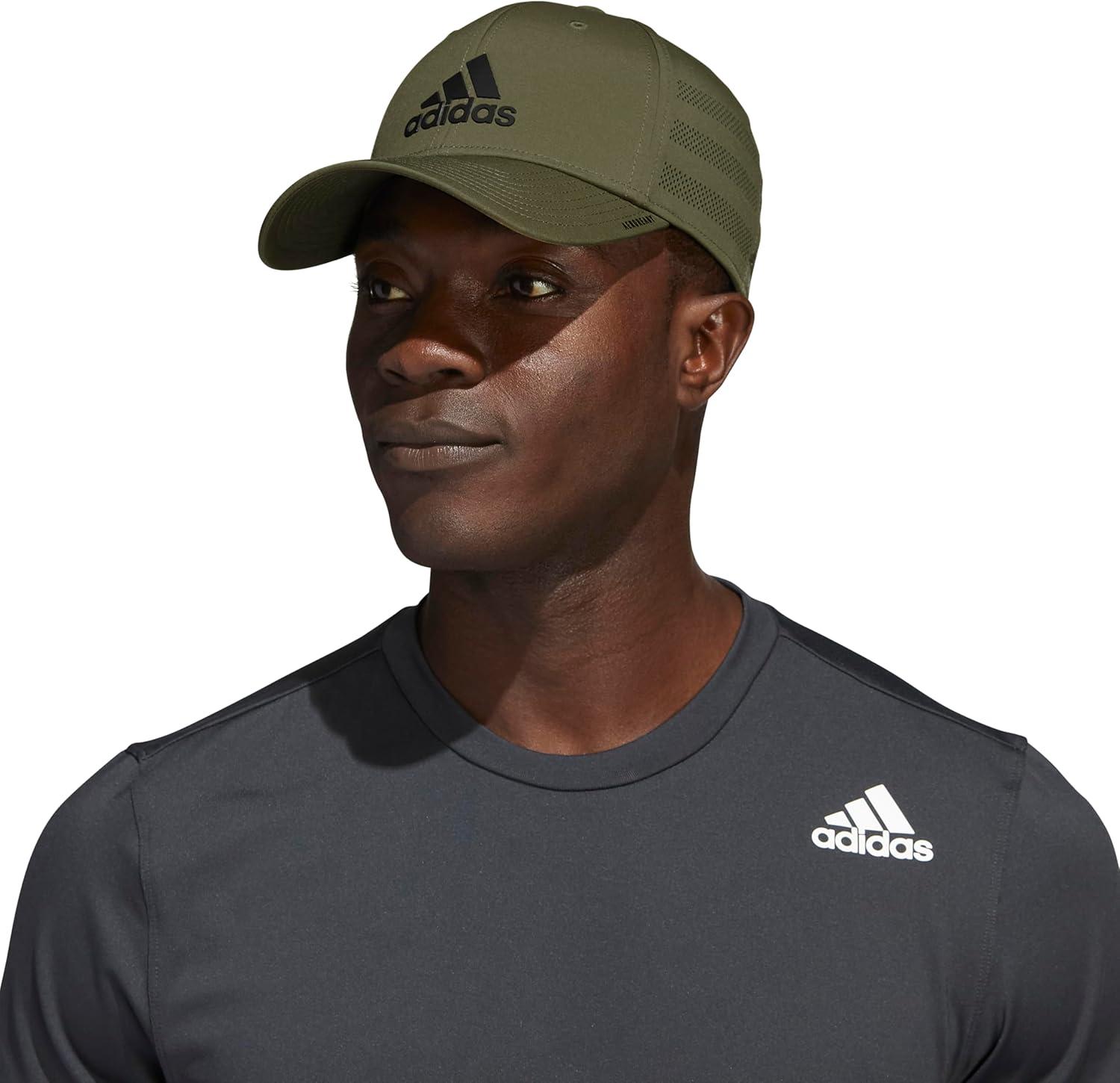 imageadidas Mens Gameday Stretch Fit Baseball CapFocus Olive GreenBlack