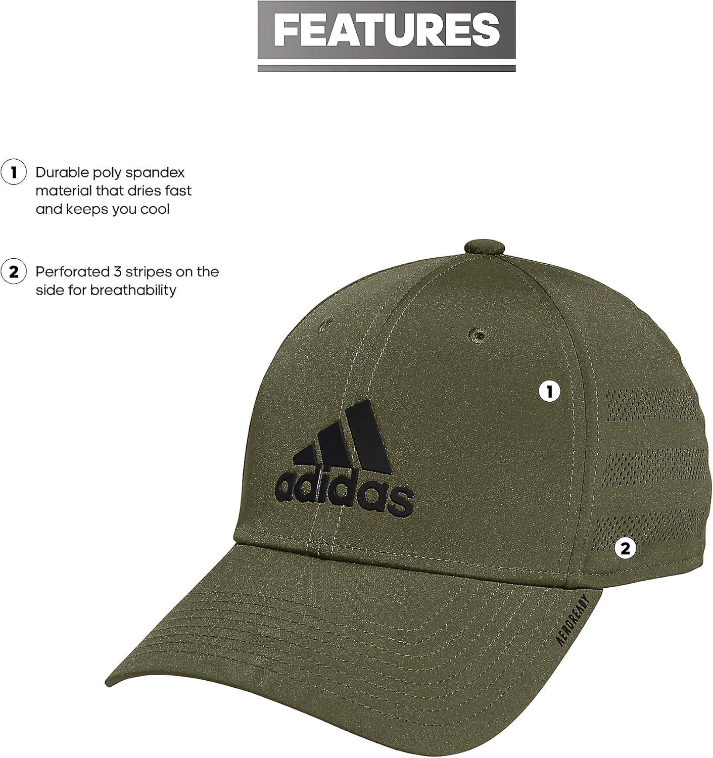 imageadidas Mens Gameday Stretch Fit Baseball CapFocus Olive GreenBlack
