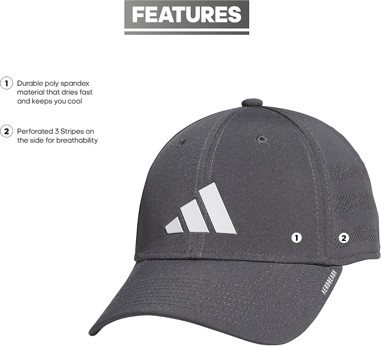 imageadidas Mens Gameday Stretch Fit Baseball CapGrey SixWhite