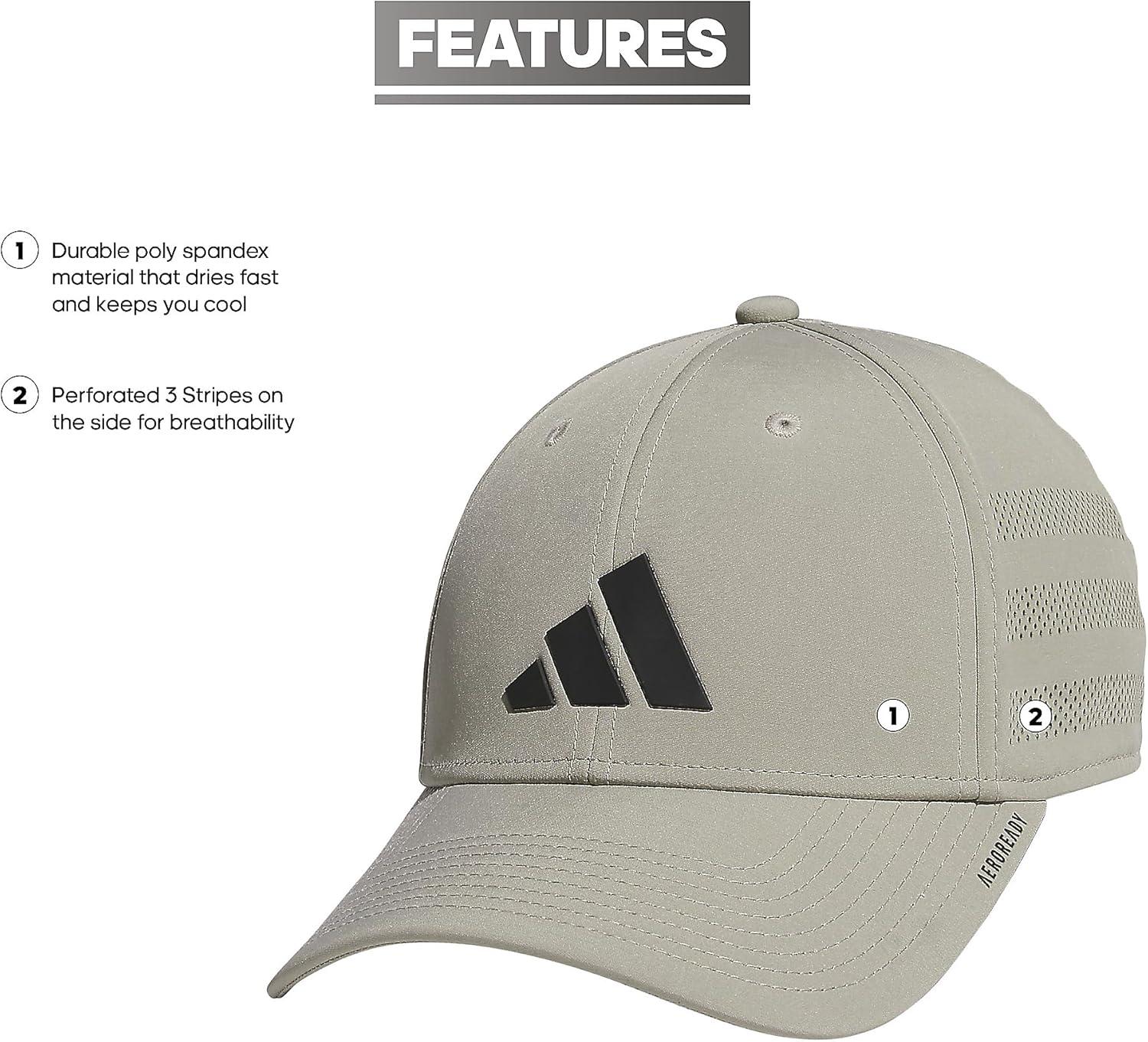 imageadidas Mens Gameday Stretch Fit Baseball CapSilver Pebble GreyBlack
