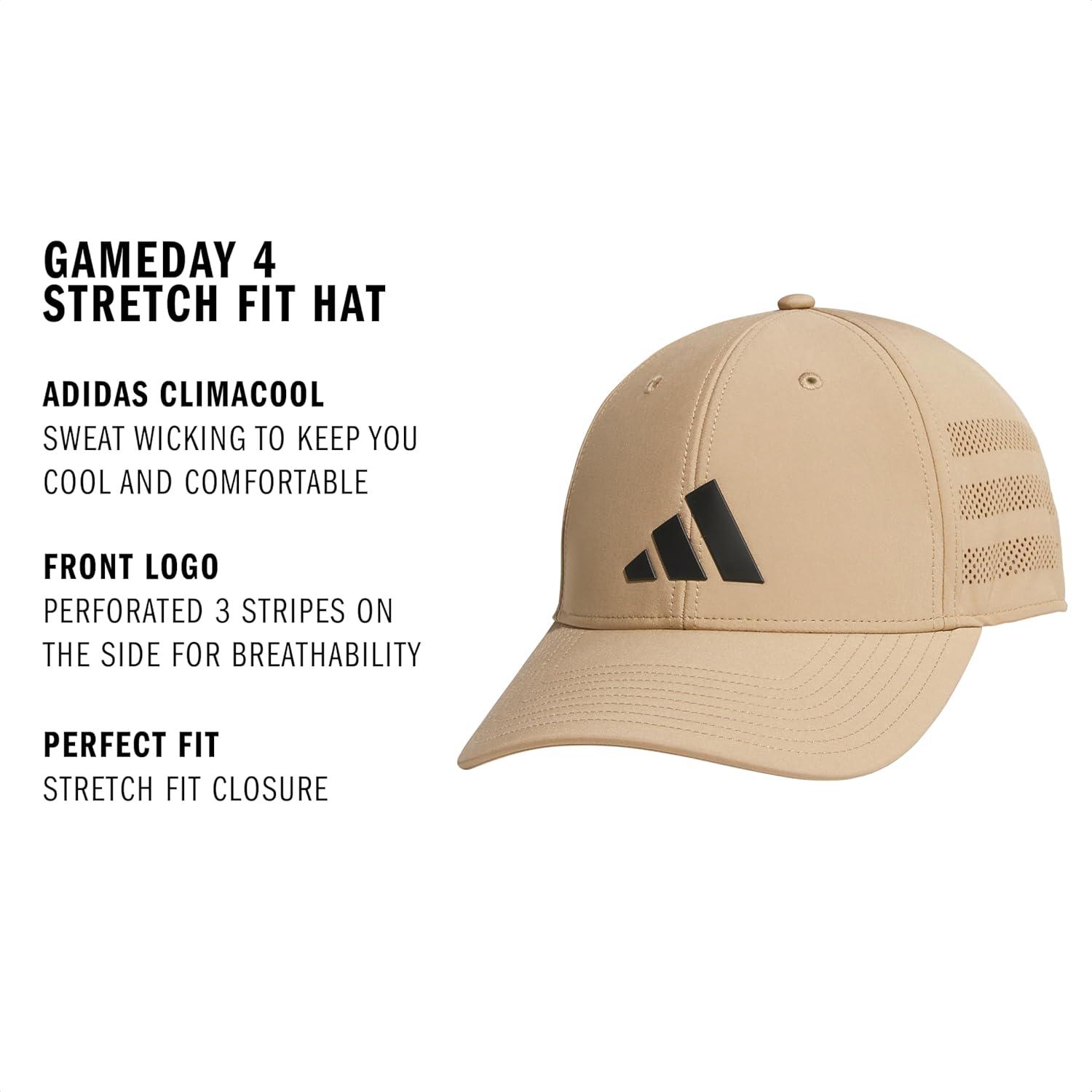 imageadidas Mens Gameday Stretch Fit Baseball CapWarm Sandstone BeigeBlack