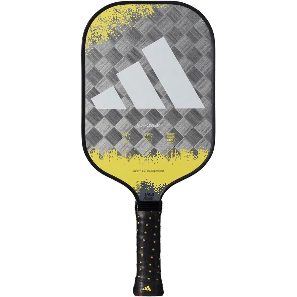 imageAdidas Adipower Pickleball Paddle 24k Aluminized Carbon3k Carbon SurfaceClassic Multilayer ConstructionHD Polypropylene Honeycomb CoreFeaturing SpinbladeUSAPA Approved2023 Adipower ATTK Lime