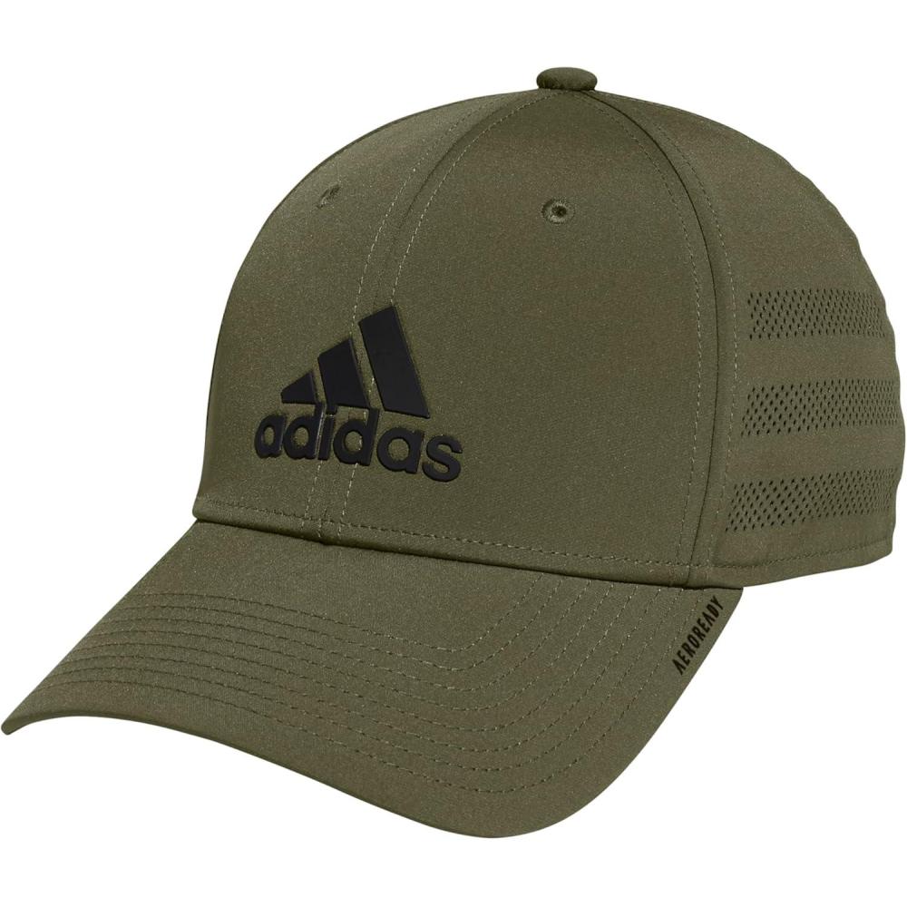 imageadidas Mens Gameday Stretch Fit Baseball CapFocus Olive GreenBlack