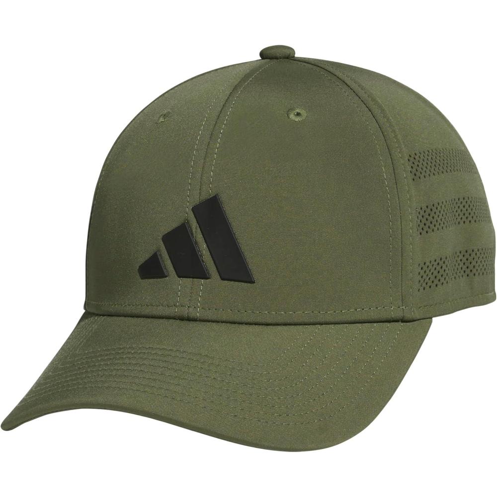 imageadidas Mens Gameday Stretch Fit Baseball CapOlive Strata GreenBlack