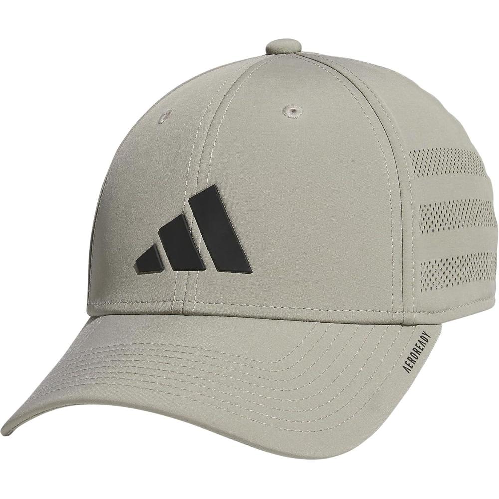 imageadidas Mens Gameday Stretch Fit Baseball CapSilver Pebble GreyBlack