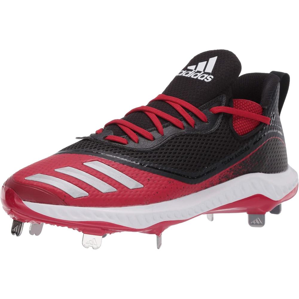 imageadidas Mens Icon V Bounce Cleats Baseball ShoeCore BlackSilver MetPower Red