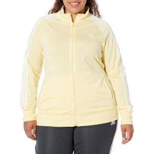 imageadidas Essentials WarmUp Tricot Slim 3Stripes Track Jacket Plus Size WomensAlmost YellowWhite